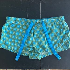 aerie Teal and Blue Star Pattern Lounge Shorts